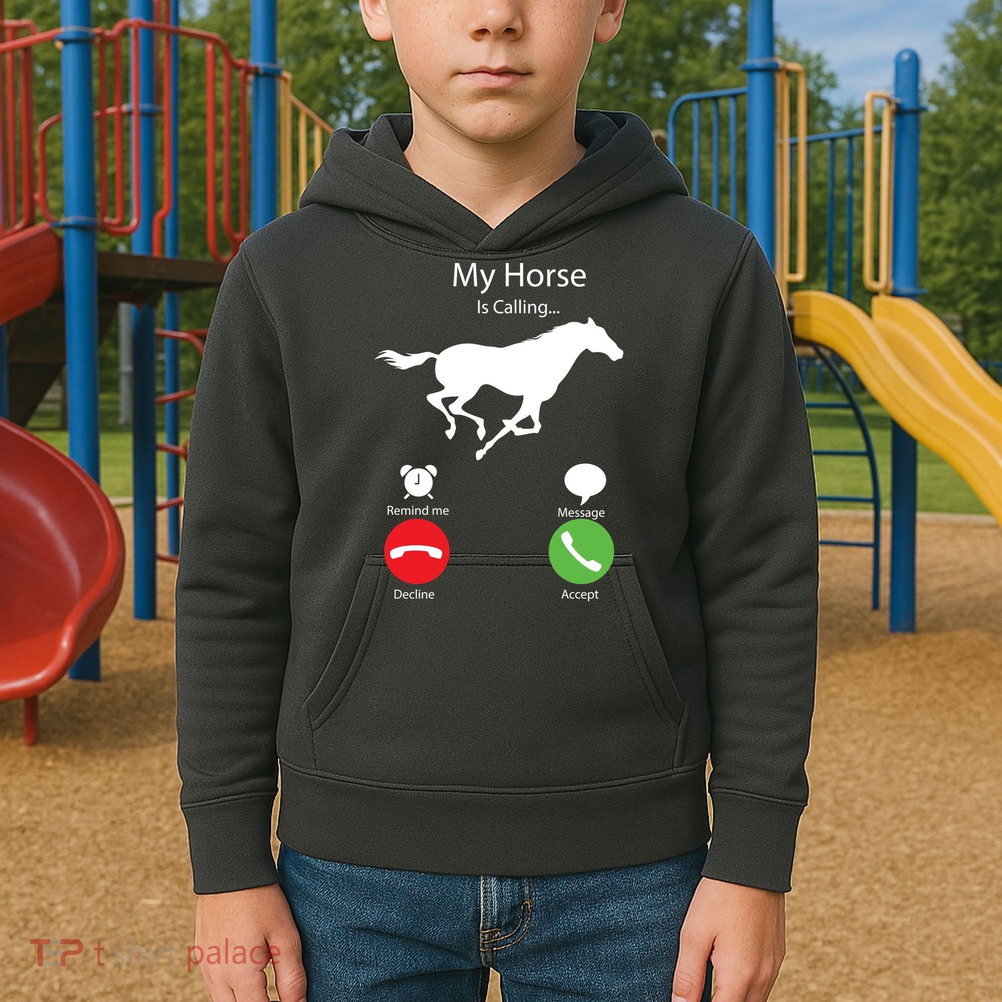 My Horse Is Calling Kids Hoodie