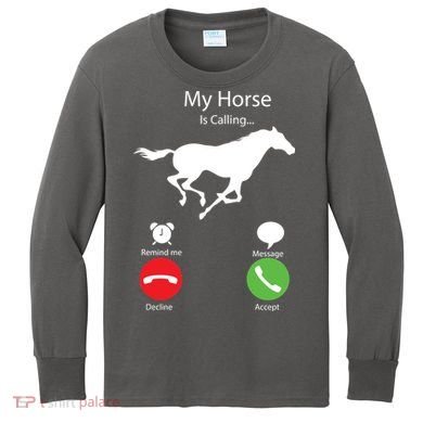 My Horse Is Calling Kids Long Sleeve Shirt
