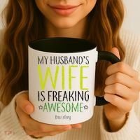 My Husbands Wife Is Freaking Awesome Coffee Mug thumb 3