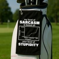 My Level Of Sarcasm Depends On Your Level Of Stupidity Golf Towel thumb 2