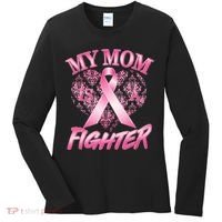 My Mom Is A Fighter Breast Cancer Awareness Women's Long Sleeve Shirt thumb 0