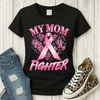My Mom Is A Fighter Breast Cancer Awareness Women's T-Shirt thumb 3