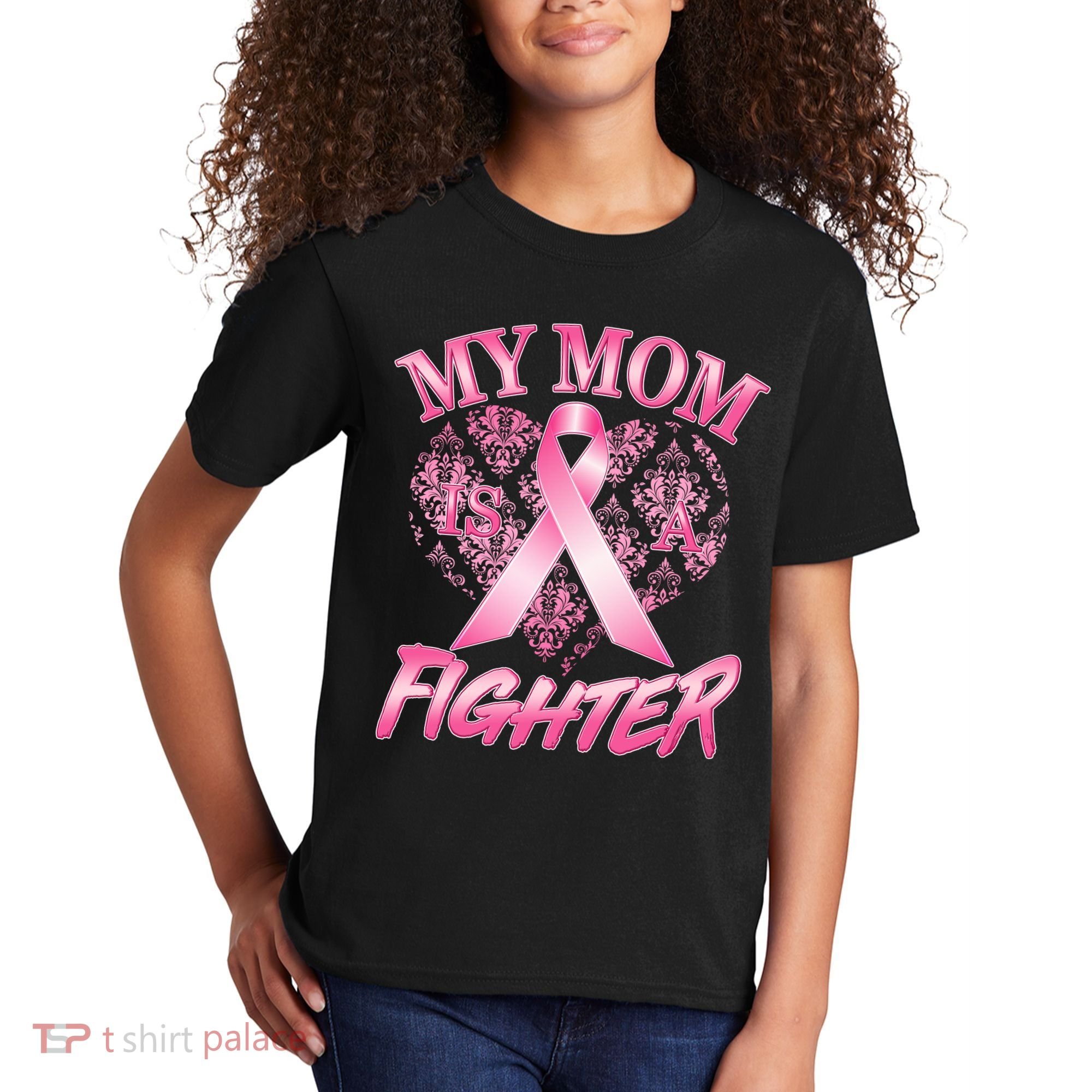 My Mom Is A Fighter Breast Cancer Awareness Kids T-Shirt