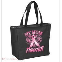 My Mom Is A Fighter Breast Cancer Awareness Tote Bag thumb 2