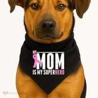 My Mom Is My Superhero Breast Cancer USA-Made Doggie Bandana thumb 1