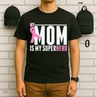 My Mom Is My Superhero Breast Cancer T-Shirt thumb 6
