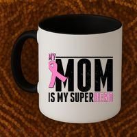 My Mom Is My Superhero Breast Cancer Coffee Mug thumb 2