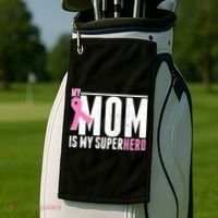 My Mom Is My Superhero Breast Cancer Golf Towel thumb 2