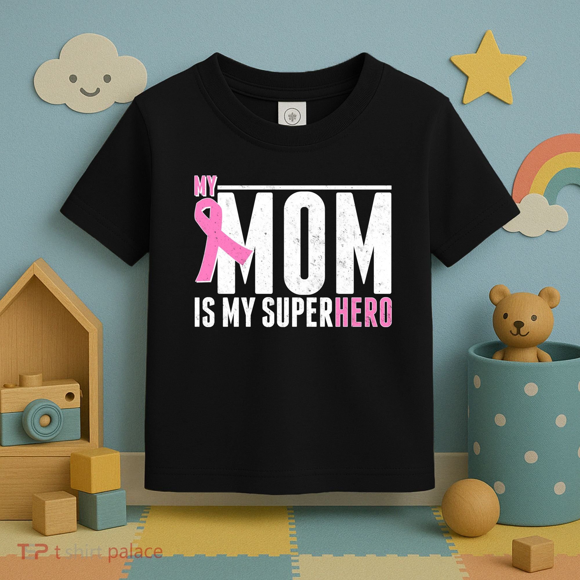 My Mom Is My Superhero Breast Cancer Toddler T-Shirt