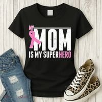 My Mom Is My Superhero Breast Cancer Women's T-Shirt thumb 3