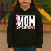 My Mom Is My Superhero Breast Cancer Kids Hoodie thumb 3