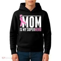 My Mom Is My Superhero Breast Cancer Kids Hoodie thumb 4