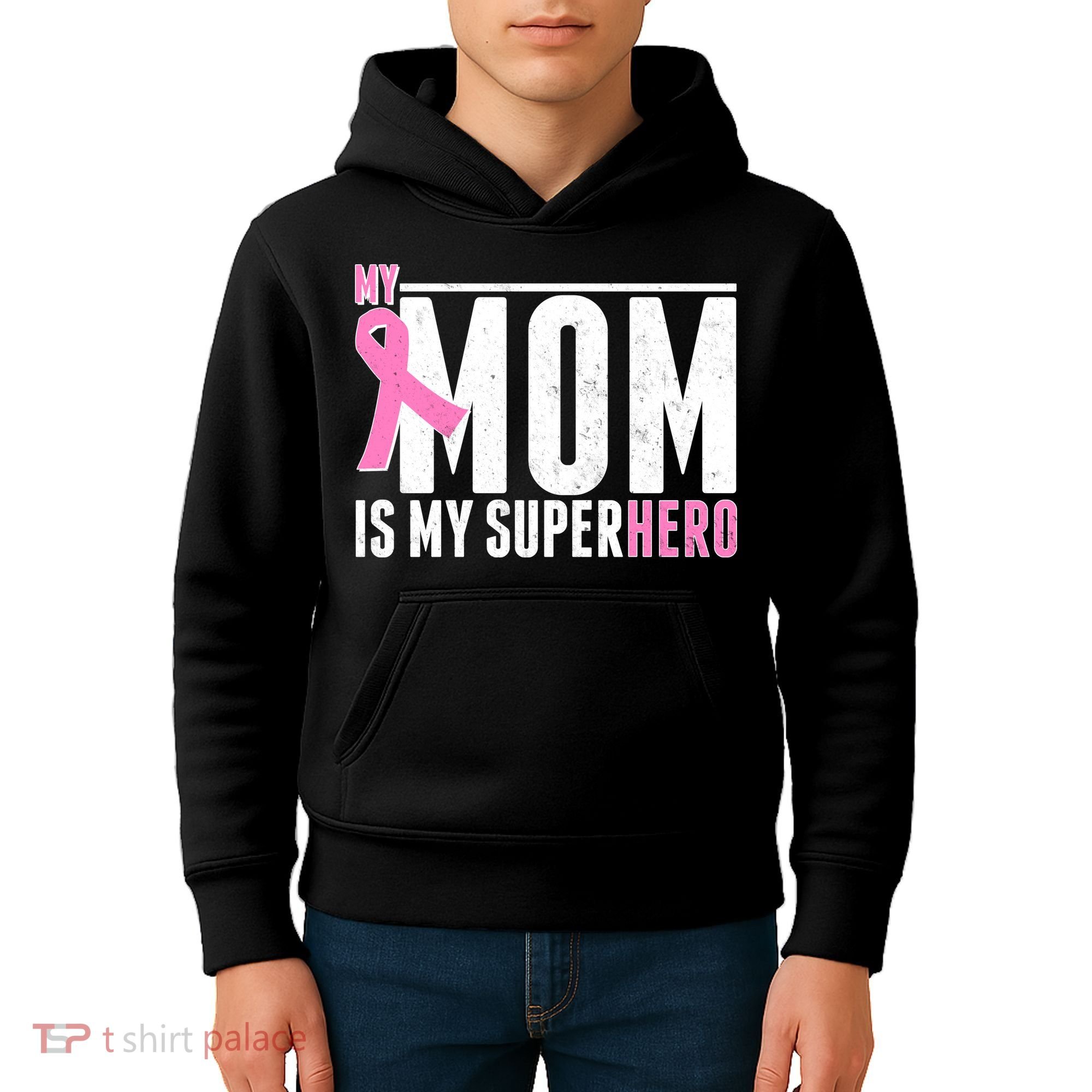 My Mom Is My Superhero Breast Cancer Kids Hoodie