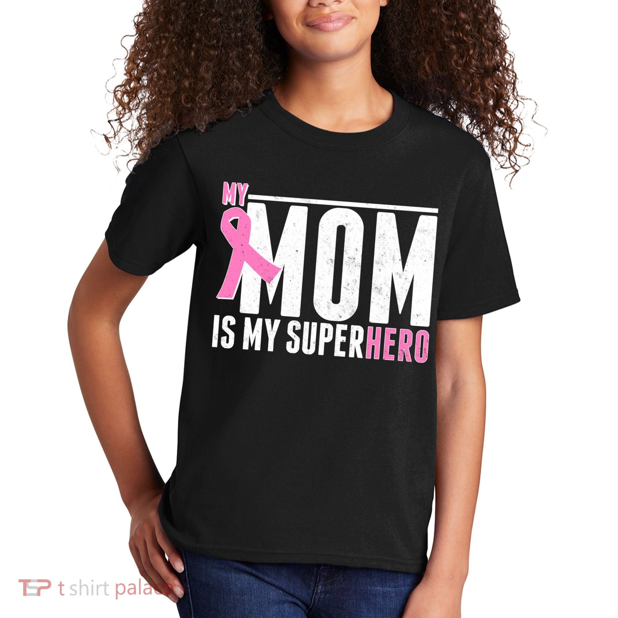 My Mom Is My Superhero Breast Cancer Kids T-Shirt