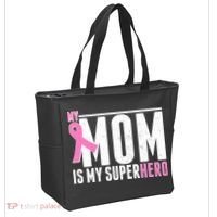 My Mom Is My Superhero Breast Cancer Tote Bag thumb 2