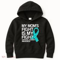 My Mom's Fight is My Fight Cervical Cancer Awareness Kids Hoodie thumb 0