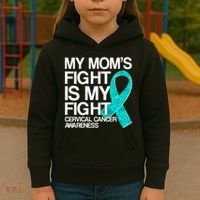 My Mom's Fight is My Fight Cervical Cancer Awareness Kids Hoodie thumb 3
