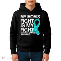 My Mom's Fight is My Fight Cervical Cancer Awareness Kids Hoodie thumb 4
