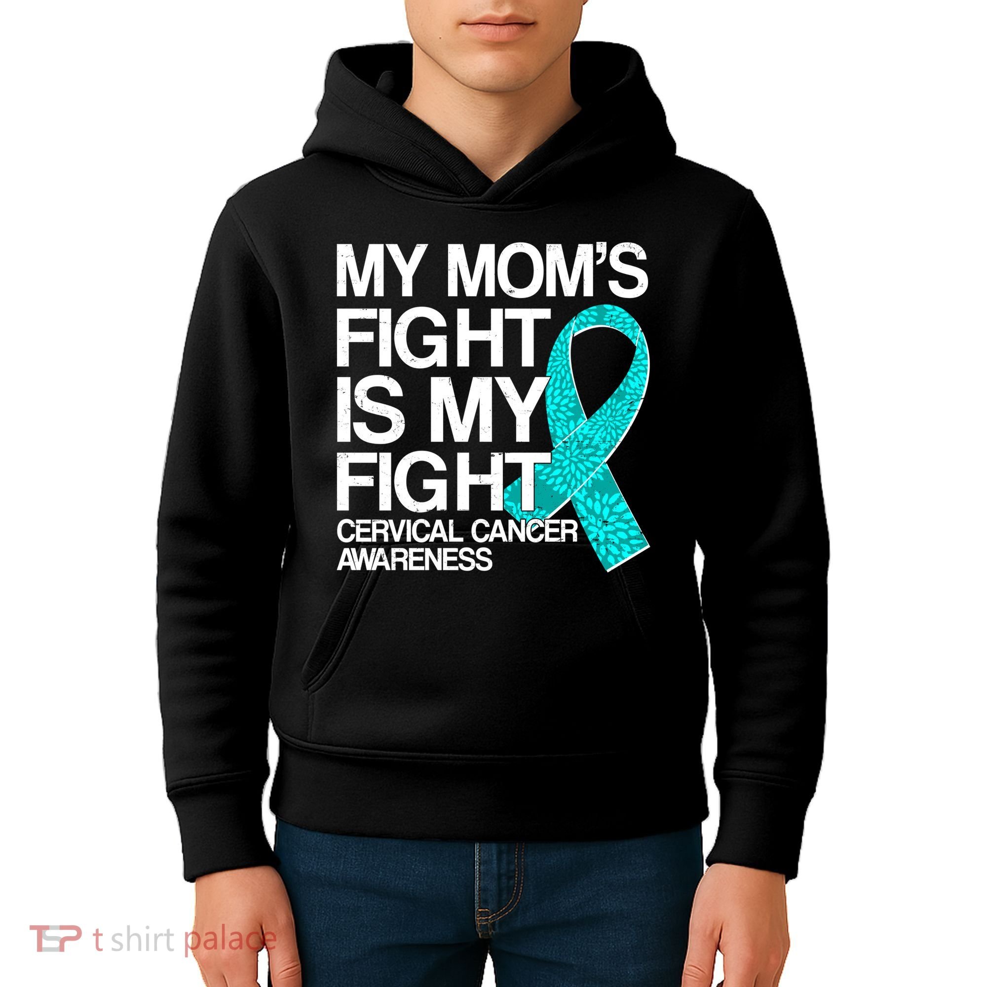 My Mom's Fight is My Fight Cervical Cancer Awareness Kids Hoodie