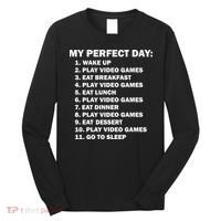 My Perfect Day Sleep Eat Play Video Games Long Sleeve Shirt thumb 0