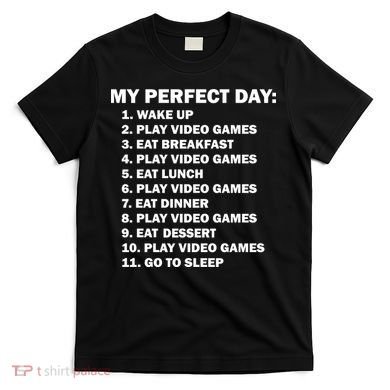 My Perfect Day Sleep Eat Play Video Games T-Shirt