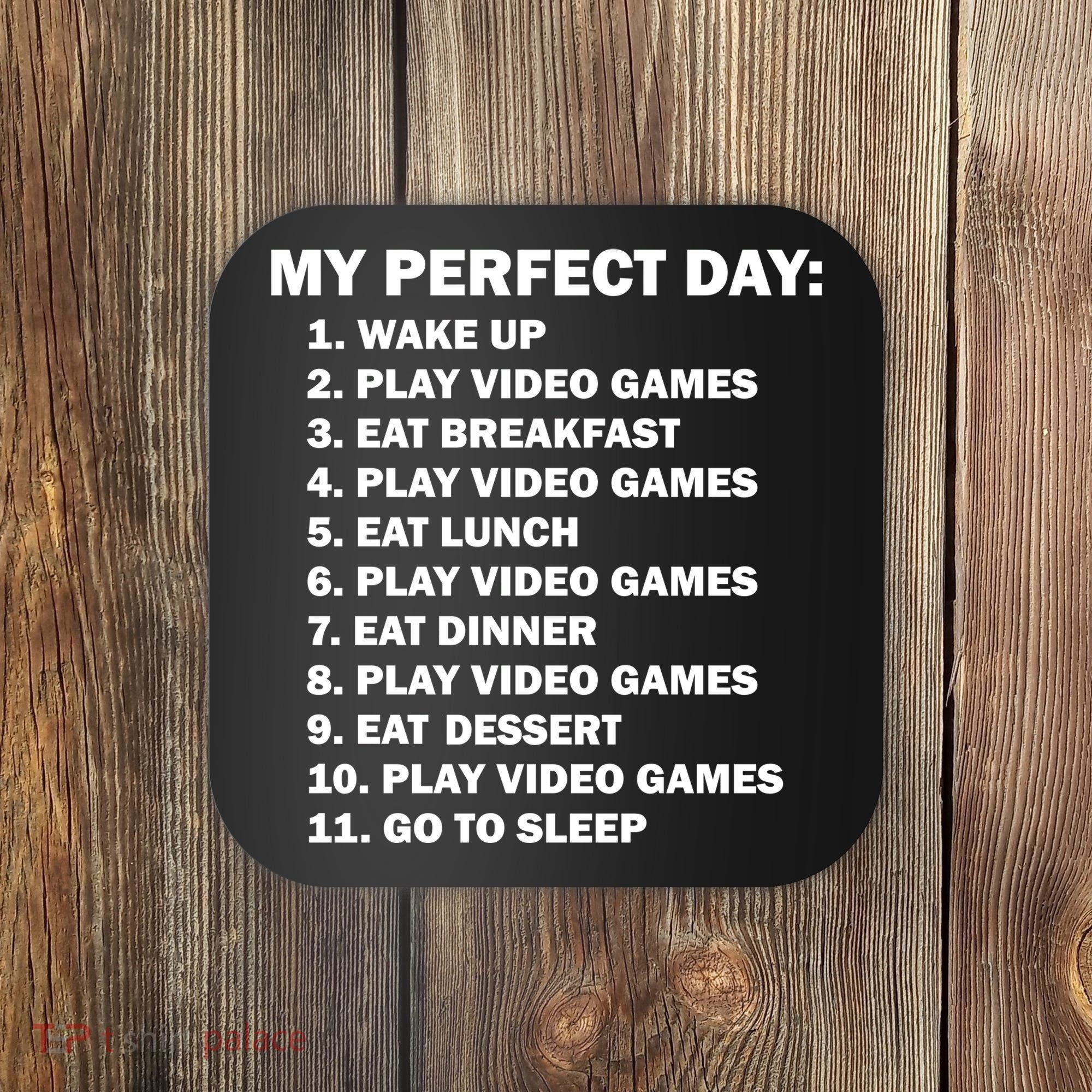 My Perfect Day Sleep Eat Play Video Games Coaster