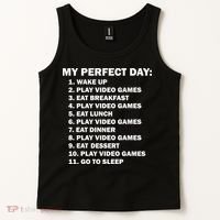 My Perfect Day Sleep Eat Play Video Games Tank Top thumb 2