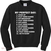 My Perfect Day Sleep Eat Play Video Games Kids Sweatshirt thumb 0