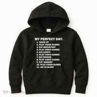 My Perfect Day Sleep Eat Play Video Games Kids Hoodie thumb 0