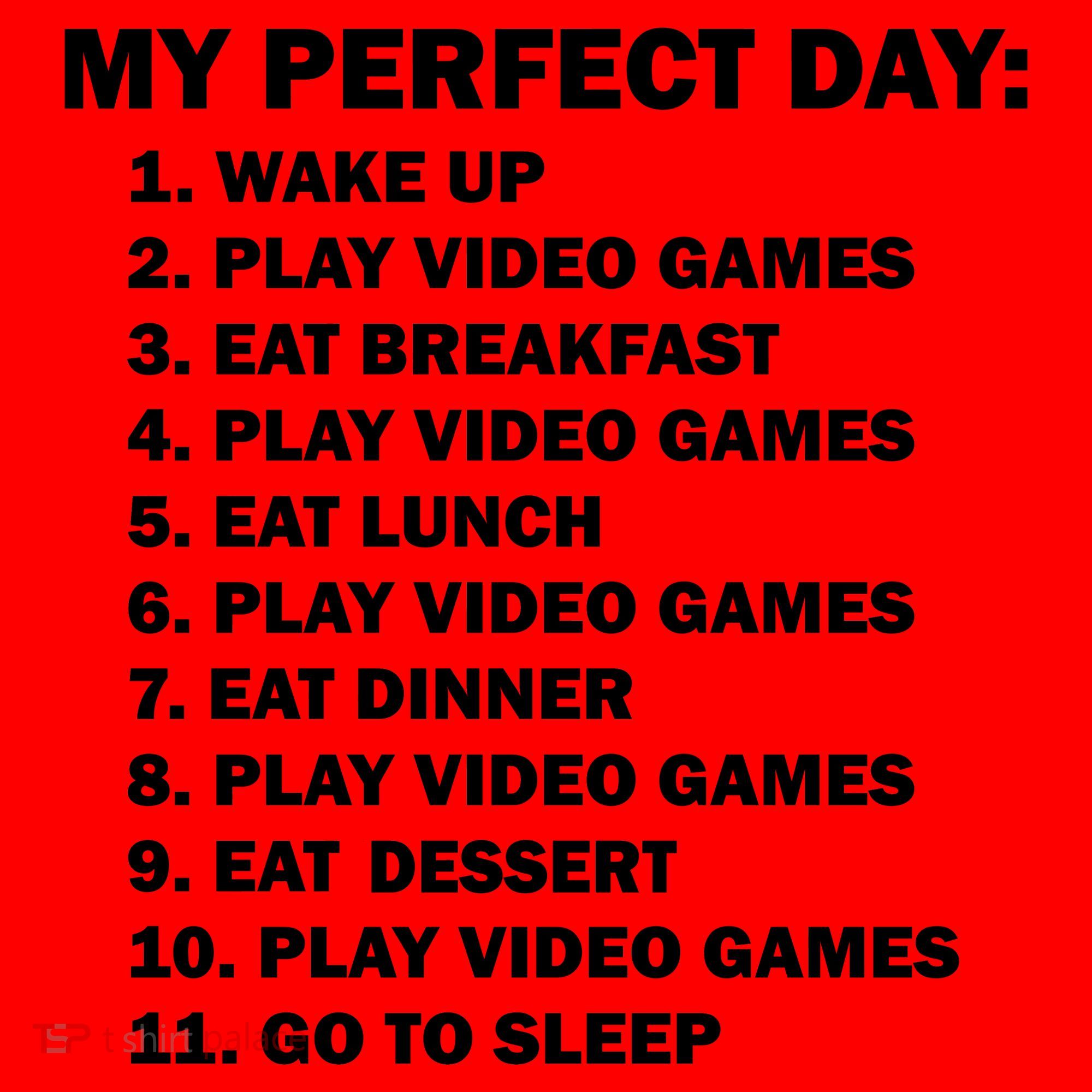 My Perfect Day Sleep Eat Play Video Games Santa Hat