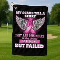 My Scars Tell A Story Breast Cancer Awareness Golf Towel thumb 1