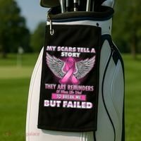 My Scars Tell A Story Breast Cancer Awareness Golf Towel thumb 2