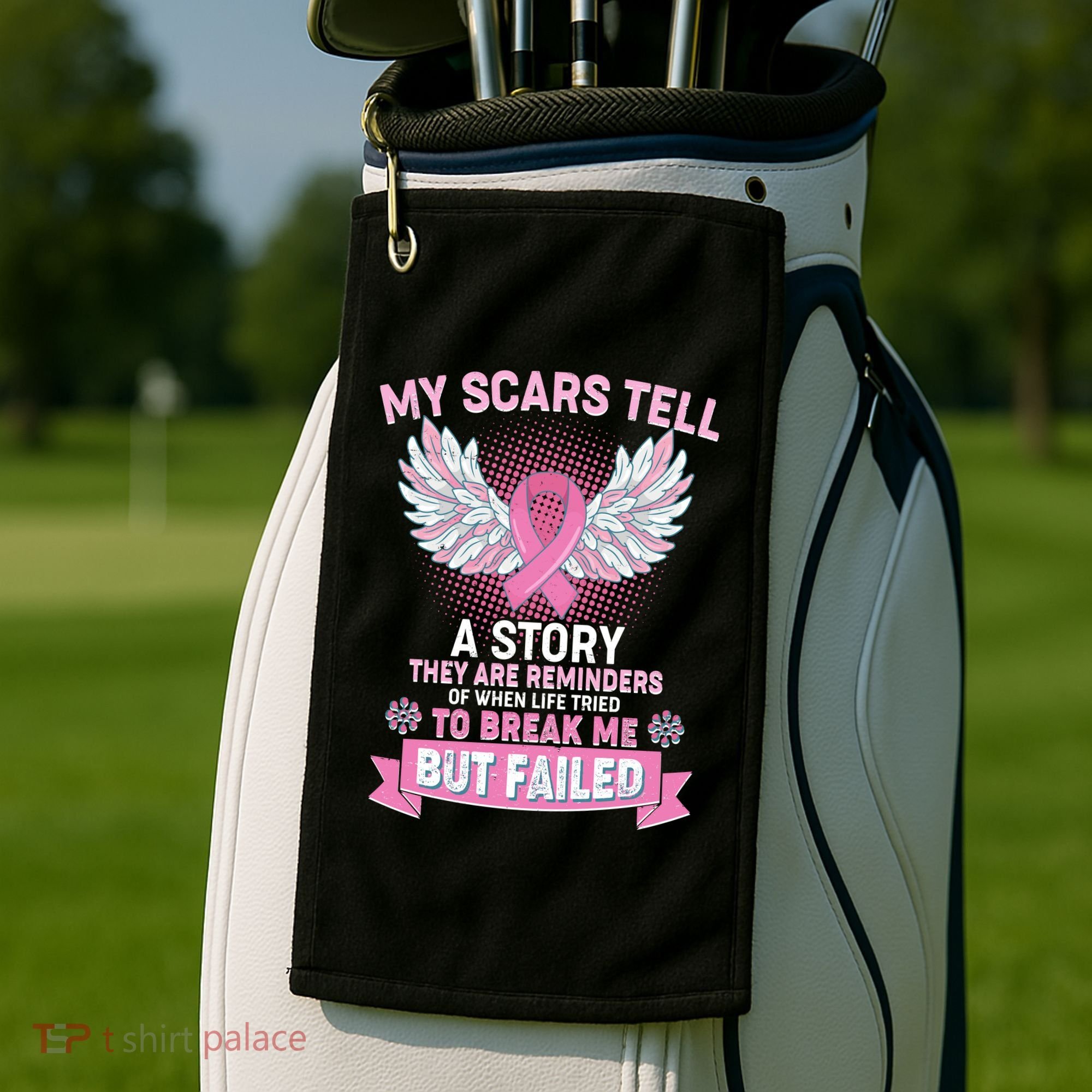 My Scars Tell A Story Breast Cancer Awareness Golf Towel