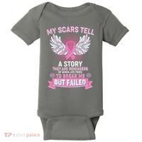 My Scars Tell A Story Breast Cancer Awareness Baby Bodysuit thumb 0