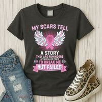 My Scars Tell A Story Breast Cancer Awareness Women's T-Shirt thumb 3