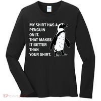 My Shirt Has A Penguin On It Women's Long Sleeve Shirt thumb 0