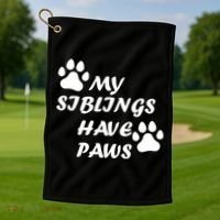 My Siblings Have Paws Golf Towel thumb 1