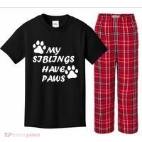 My Siblings Have Paws Kids Plaid Pajama Set thumb 0