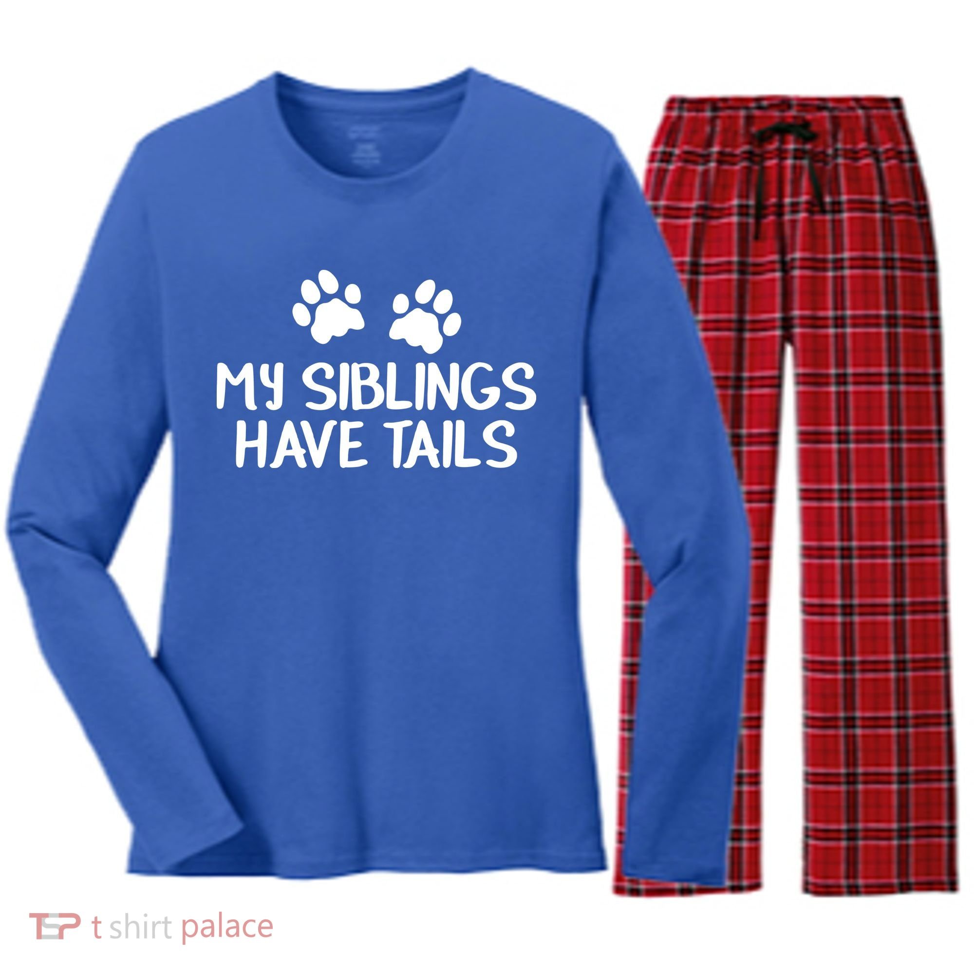 My Siblings Have Tails Women's Long Sleeve Flannel Pajama Set 