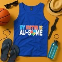 My Sister Is AU-SOME Autism Awareness Tank Top thumb 4