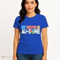 My Sister Is AU-SOME Autism Awareness Women's T-Shirt thumb 4