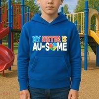 My Sister Is AU-SOME Autism Awareness Kids Hoodie thumb 2