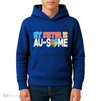 My Sister Is AU-SOME Autism Awareness Kids Hoodie thumb 4