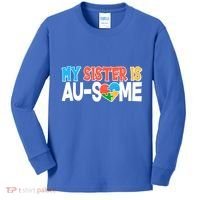 My Sister Is AU-SOME Autism Awareness Kids Long Sleeve Shirt thumb 0