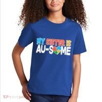 My Sister Is AU-SOME Autism Awareness Kids T-Shirt thumb 2