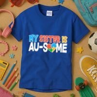 My Sister Is AU-SOME Autism Awareness Kids T-Shirt thumb 3