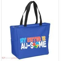 My Sister Is AU-SOME Autism Awareness Tote Bag thumb 2