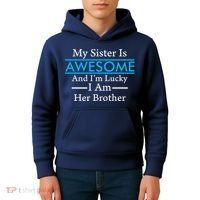 My Sister Is Awesome And I'm Lucky I Am Her Brother Kids Hoodie thumb 4