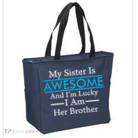 My Sister Is Awesome And I'm Lucky I Am Her Brother Tote Bag thumb 2