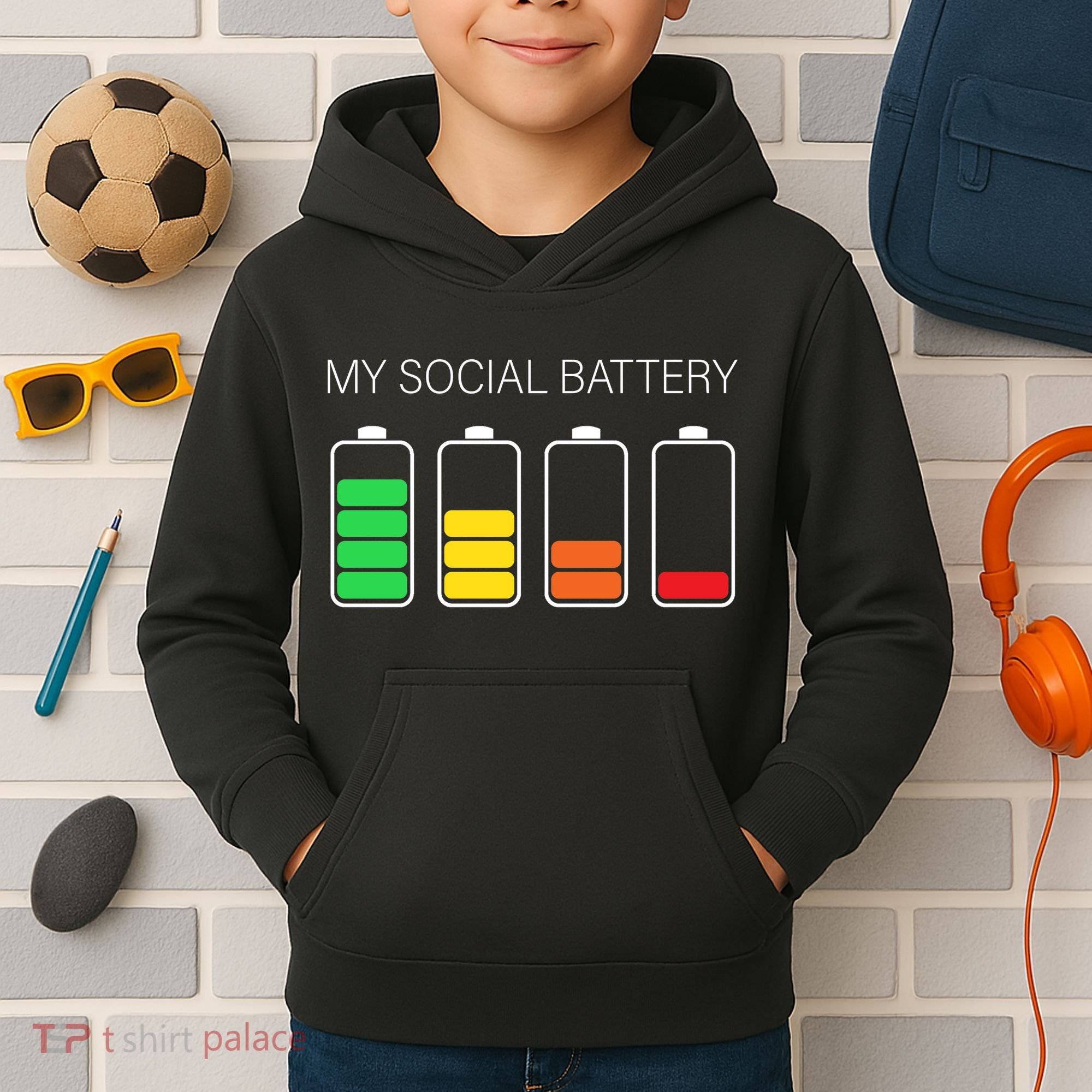 My Social Battery Kids Hoodie